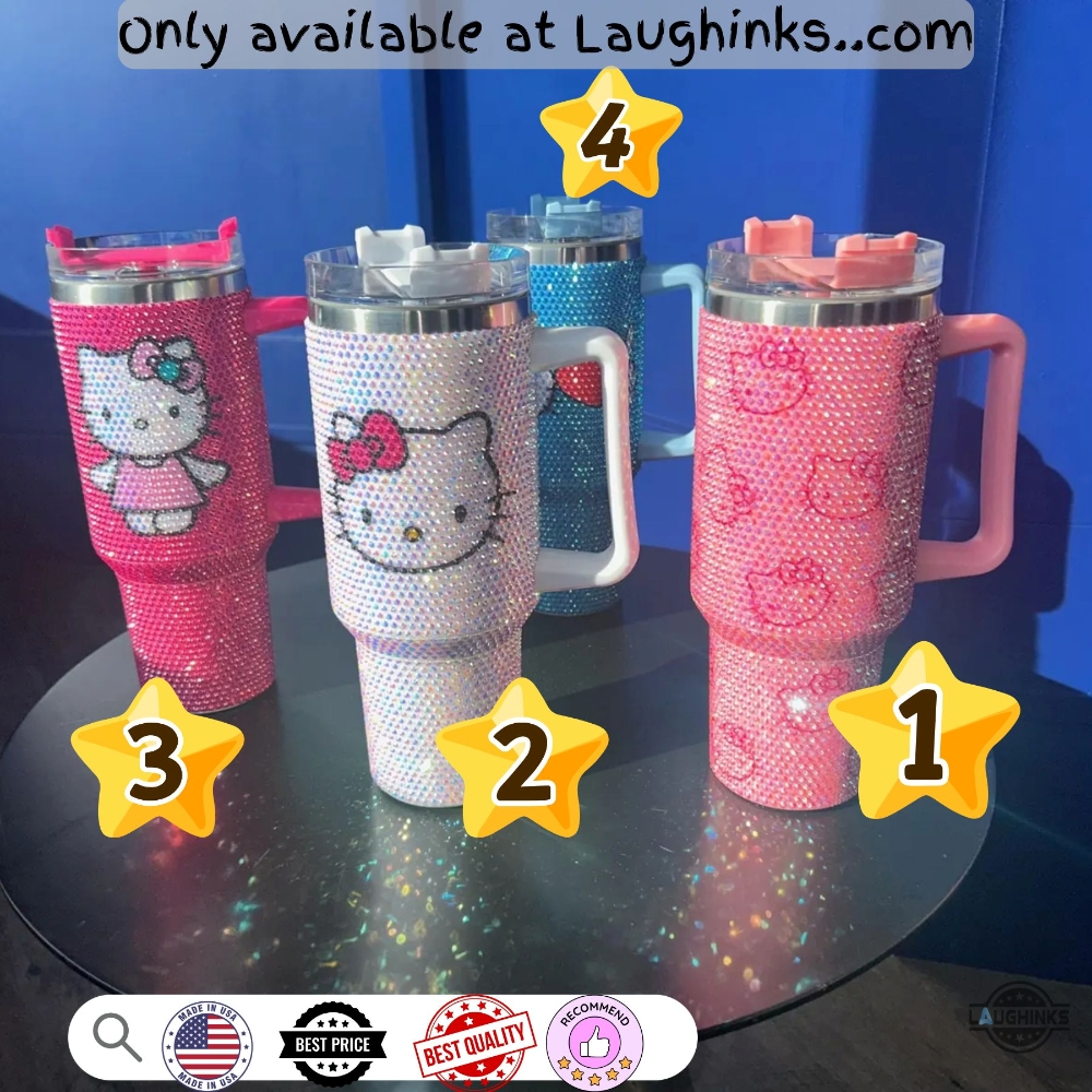 Pretty Hello Kitty 40Oz Rhinestone Stainless Steel Stanley Tumbler Dupe (choose a design in customer note box, e.g: design 2) 14 PRETTY Hello KITTY 40oz Rhinestone stainless steel stanley tumbler dupe