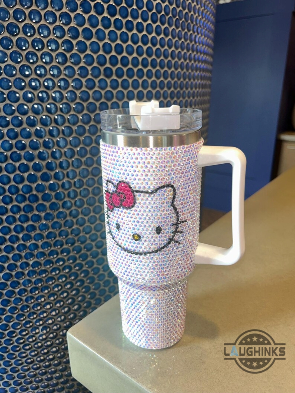 Pretty Hello Kitty 40Oz Rhinestone Stainless Steel Stanley Tumbler Dupe (choose a design in customer note box, e.g: design 2) 15 PRETTY Hello KITTY 40oz Rhinestone stainless steel stanley tumbler dupe