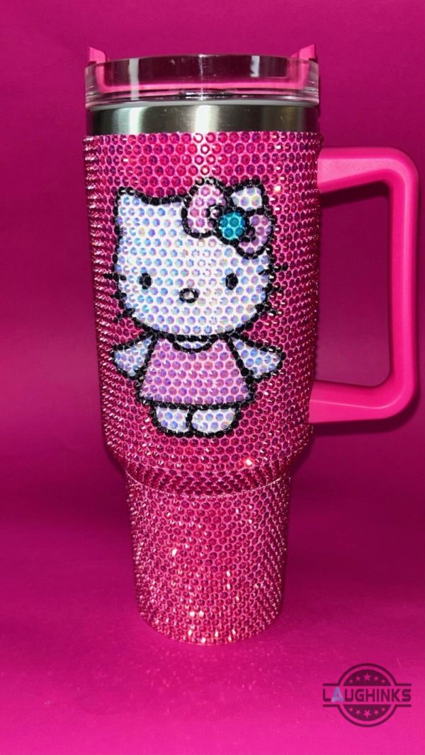 pretty hello kitty 40oz rhinestone stainless steel stanley tumbler dupe