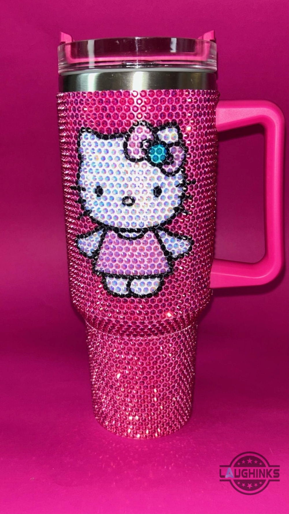 Pretty Hello Kitty 40Oz Rhinestone Stainless Steel Stanley Tumbler Dupe (choose a design in customer note box, e.g: design 2) 18 PRETTY Hello KITTY 40oz Rhinestone stainless steel stanley tumbler dupe