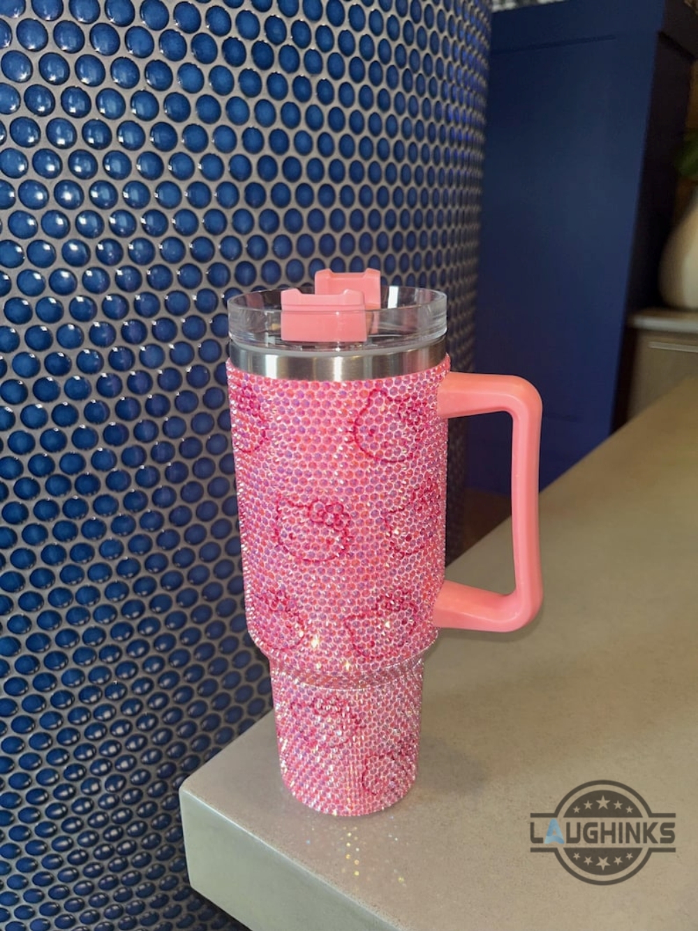 Pretty Hello Kitty 40Oz Rhinestone Stainless Steel Stanley Tumbler Dupe (choose a design in customer note box, e.g: design 2) 20 PRETTY Hello KITTY 40oz Rhinestone stainless steel stanley tumbler dupe