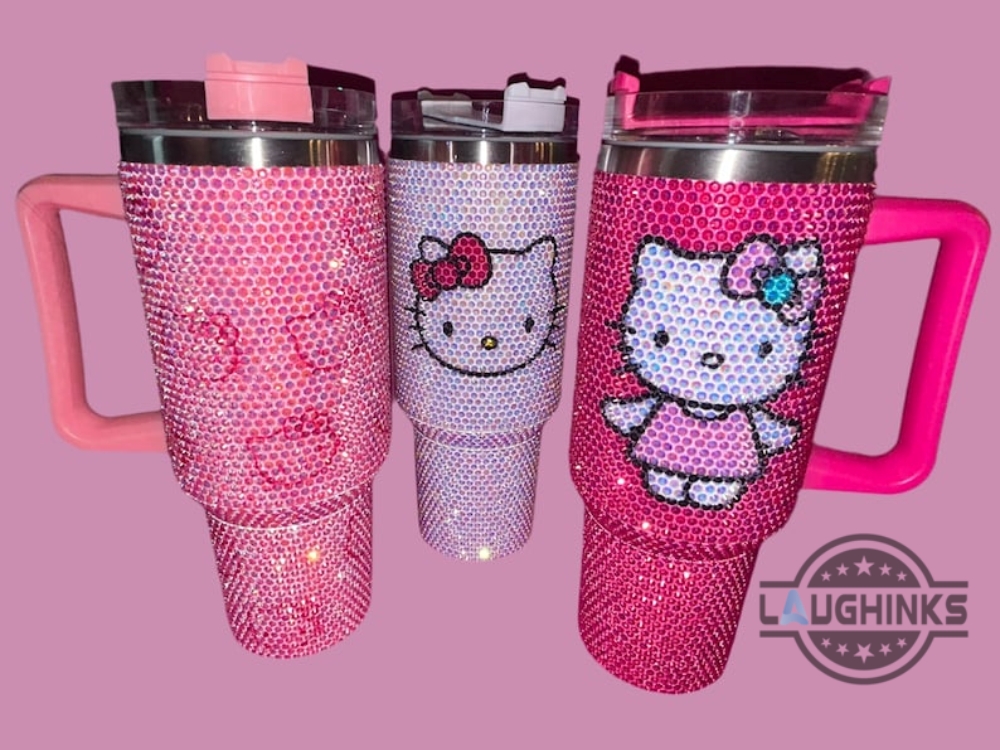 Pretty Hello Kitty 40Oz Rhinestone Stainless Steel Stanley Tumbler Dupe (choose a design in customer note box, e.g: design 2) 21 PRETTY Hello KITTY 40oz Rhinestone stainless steel stanley tumbler dupe