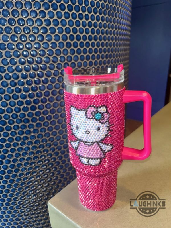 pretty hello kitty 40oz rhinestone stainless steel stanley tumbler dupe