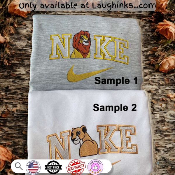 disney nike lion king simba and nala embroidered shirt