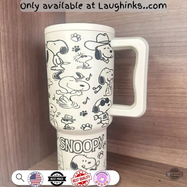 snoopy simple modern trek tumbler with handle dupe