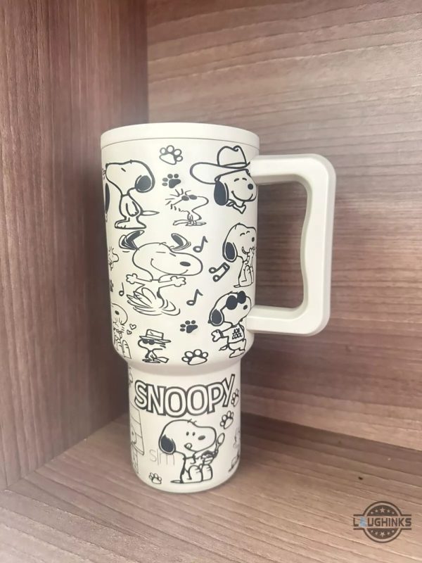 snoopy simple modern trek tumbler with handle dupe