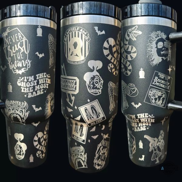 beetlejuice 40oz engraved tumbler stanley dupe