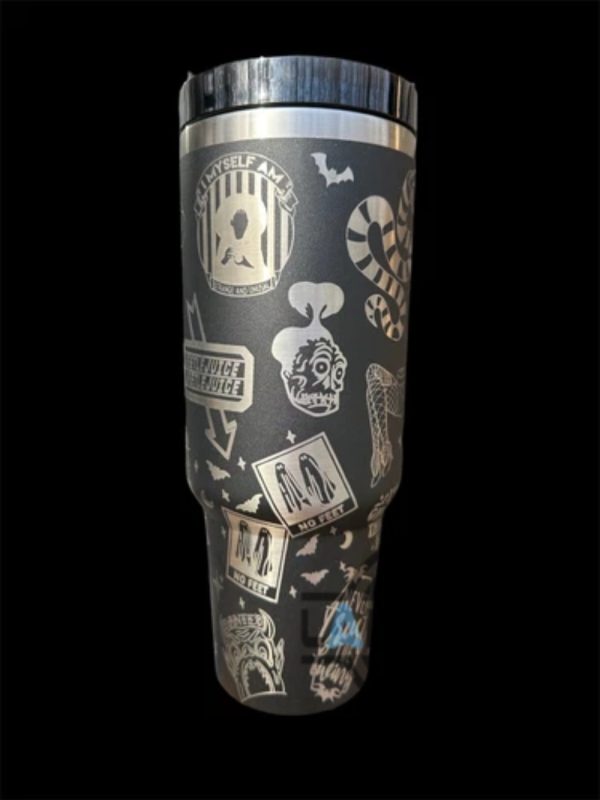 beetlejuice 40oz engraved tumbler stanley dupe