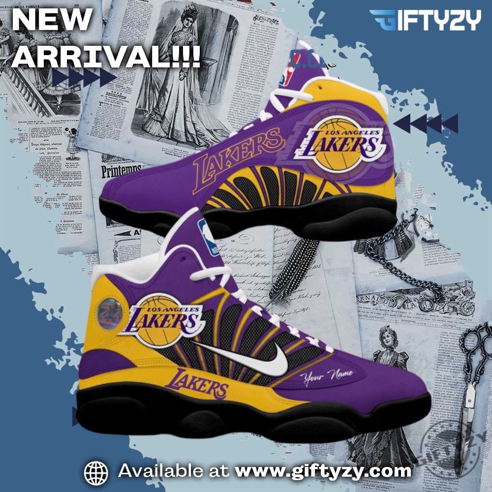 Perfect gift for Dad 18 Nba Los Angeles Lakers Go Lakers 2025 Personalized Air Jordan 13 Shoes