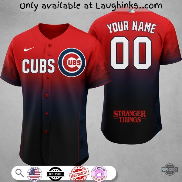 personalized chicago cubs x stranger things baseball jersey shirt