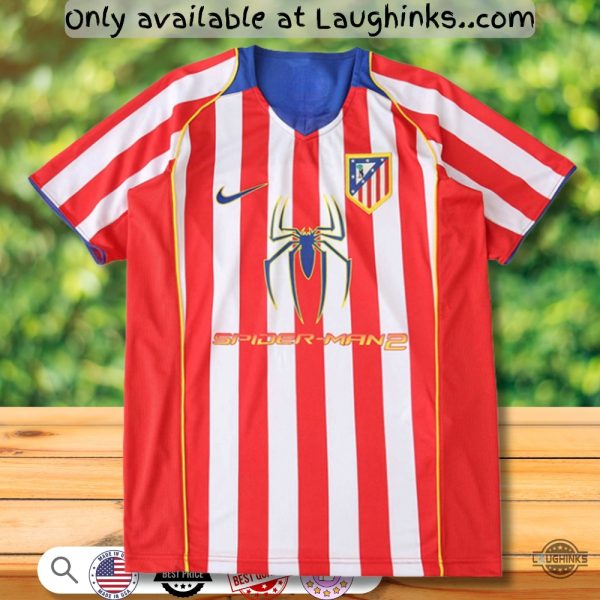 custom name atletico madrid 2024 2025 home jersey shirt spider man 2 sponsor full printed replica laughinks 1