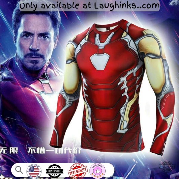 marvel endgame iron man cosplay costume tony stark compression shirt