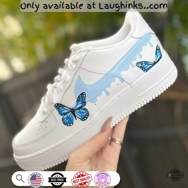 butterflies dripping blue custom air force 1 sneakers
