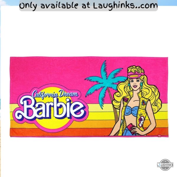 california dream barbie beach towel pink new printed