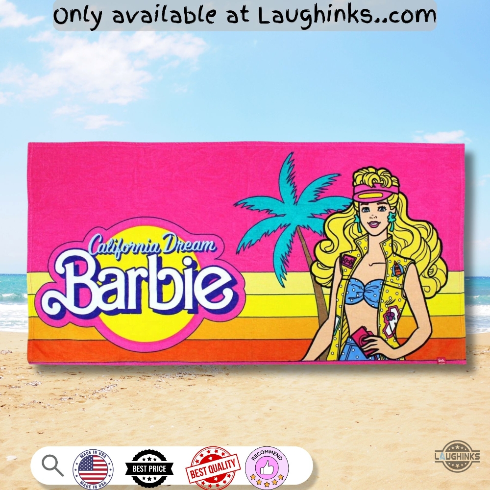 California Dream Barbie Beach Towel Pink New Printed 11 California Dream Barbie Beach Towel Pink NEW printed