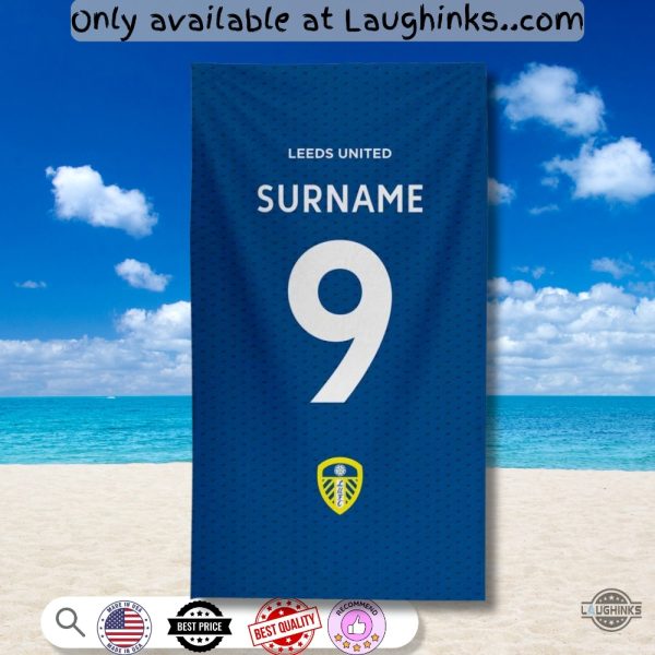 personalised leeds united beach towel