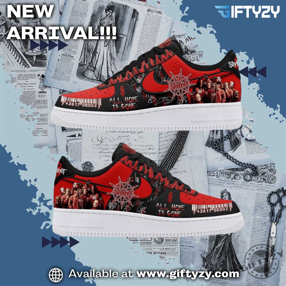 Sneakers and Tee in the spotlight today 24 New Slipknot Nike Air Force Custom Shoes