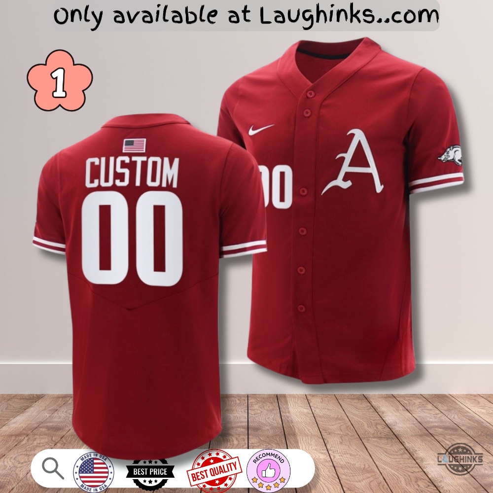 Personalized Nike Arkansas Razorbacks Replica Baseball Jersey Shirt 6 Personalized Nike Arkansas Razorbacks Replica Baseball Jersey Shirt