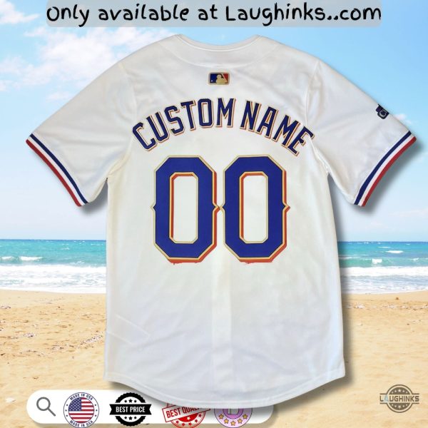 nike texas rangers 2023 world series champions gold jersey custom name and number full printed laughinks 1 1