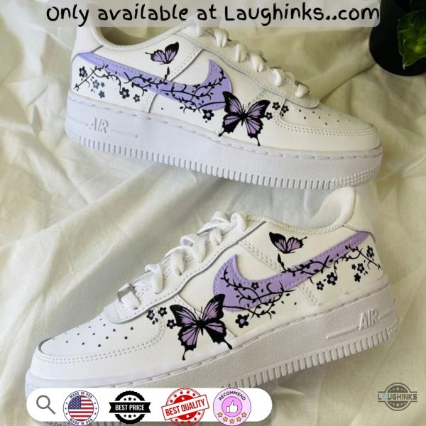 purple butterflies flowers custom air force 1 sneakers shoes