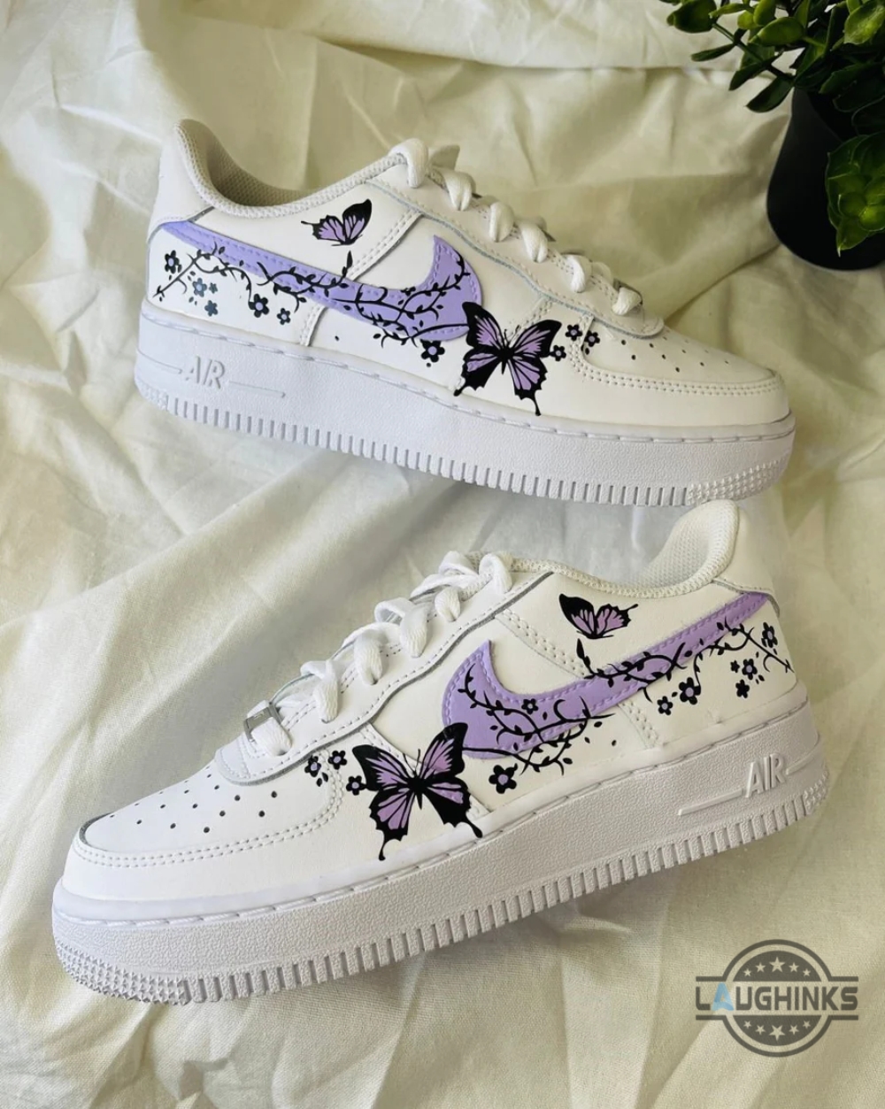 Purple Butterflies Flowers Custom Air Force 1 Sneakers Shoes 8 Purple Butterflies Flowers Custom Air Force 1 Sneakers Shoes