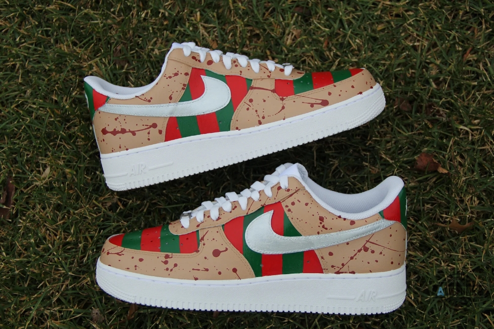 Freddy Kruger Custom Low Nike Air Force 1 Sneaker Shoes 12 Freddy Kruger Custom Low Nike Air Force 1 Sneaker shoes