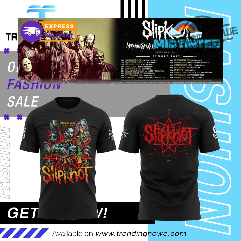 Official Slipknot Europe Tour 2025 Shirt trendingnowe 1