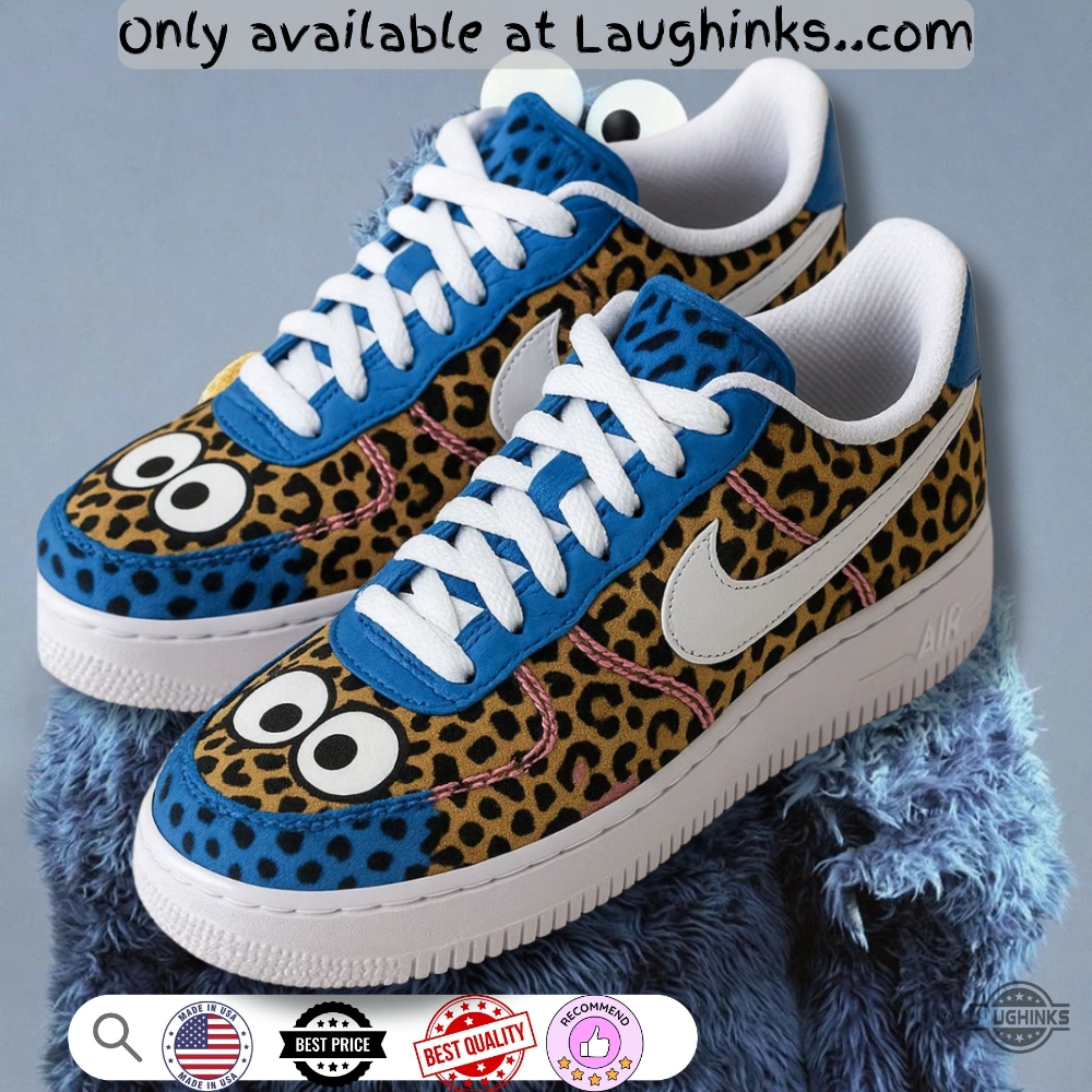 Nike Sesame Street Cookie Monster Custom 3D Air Force 1 Sneakers Shoes 2 Nike Sesame Street Cookie Monster Custom 3D Air Force 1 Sneakers shoes