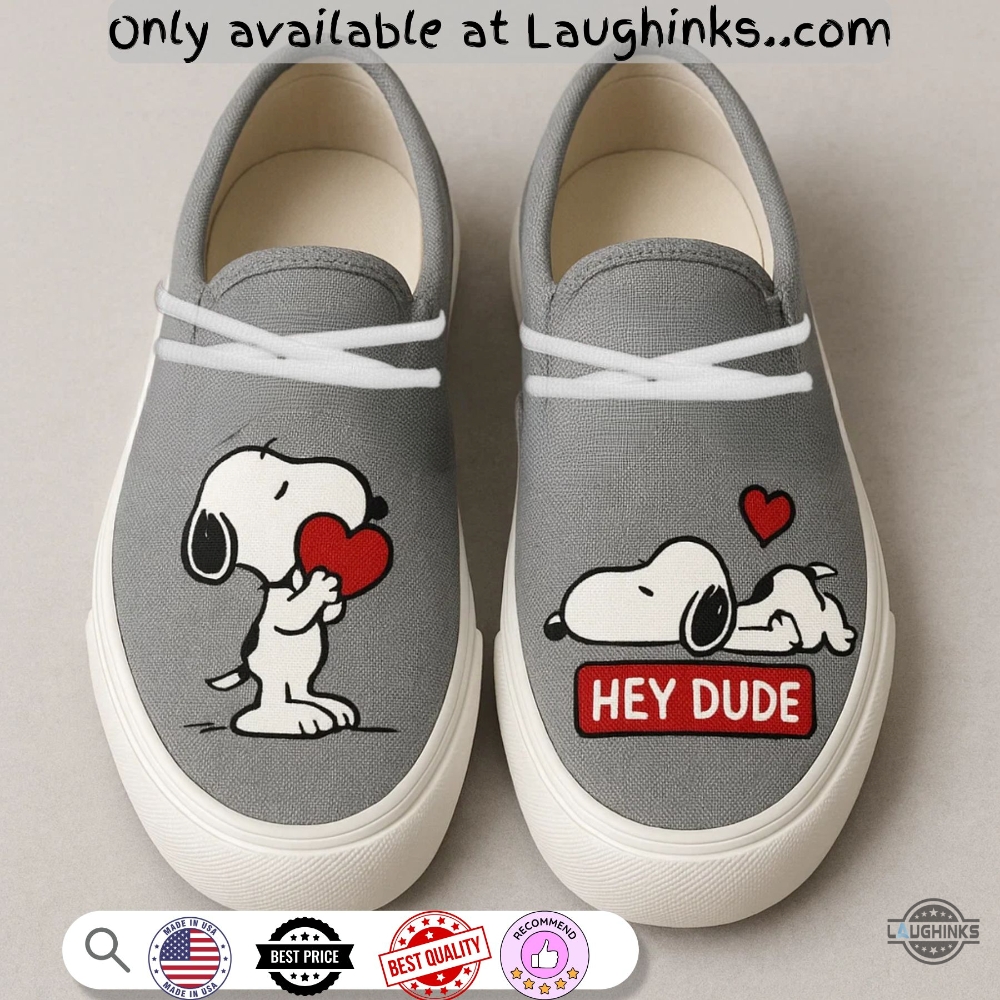 Snoopy Limited Edition Hey Dude Custom Canvas Loafer Shoes 5 Snoopy Limited Edition Hey Dude Custom Canvas Loafer Shoes