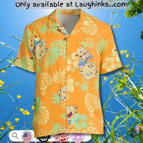 nickelodeon spongebob squarepants aloha orange hawaiian shirt
