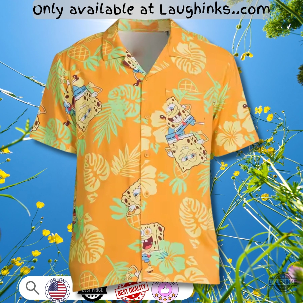 Nickelodeon Spongebob Squarepants Aloha Orange Hawaiian Shirt 6 Nickelodeon Spongebob Squarepants Aloha Orange Hawaiian Shirt