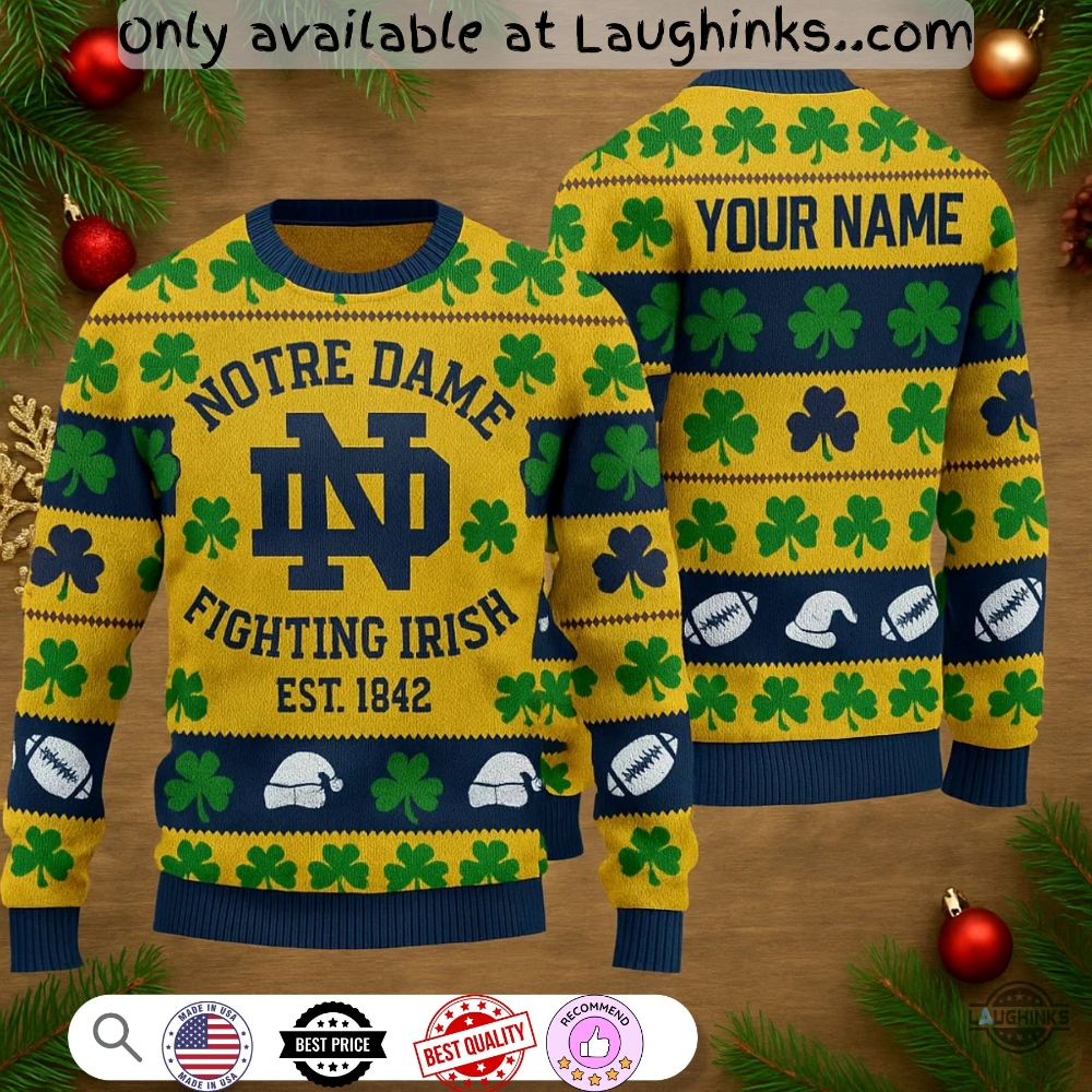 Personalized Notre Dame Fighting Irish Ugly Christmas Sweater 5 Personalized Notre Dame Fighting Irish Ugly Christmas Sweater