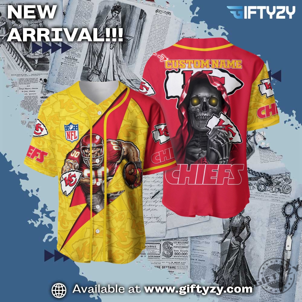 Nfl Kansas City Chiefs Custom Name Baseball Jersey 1 NFL Kansas City Chiefs Custom Name Baseball Jersey