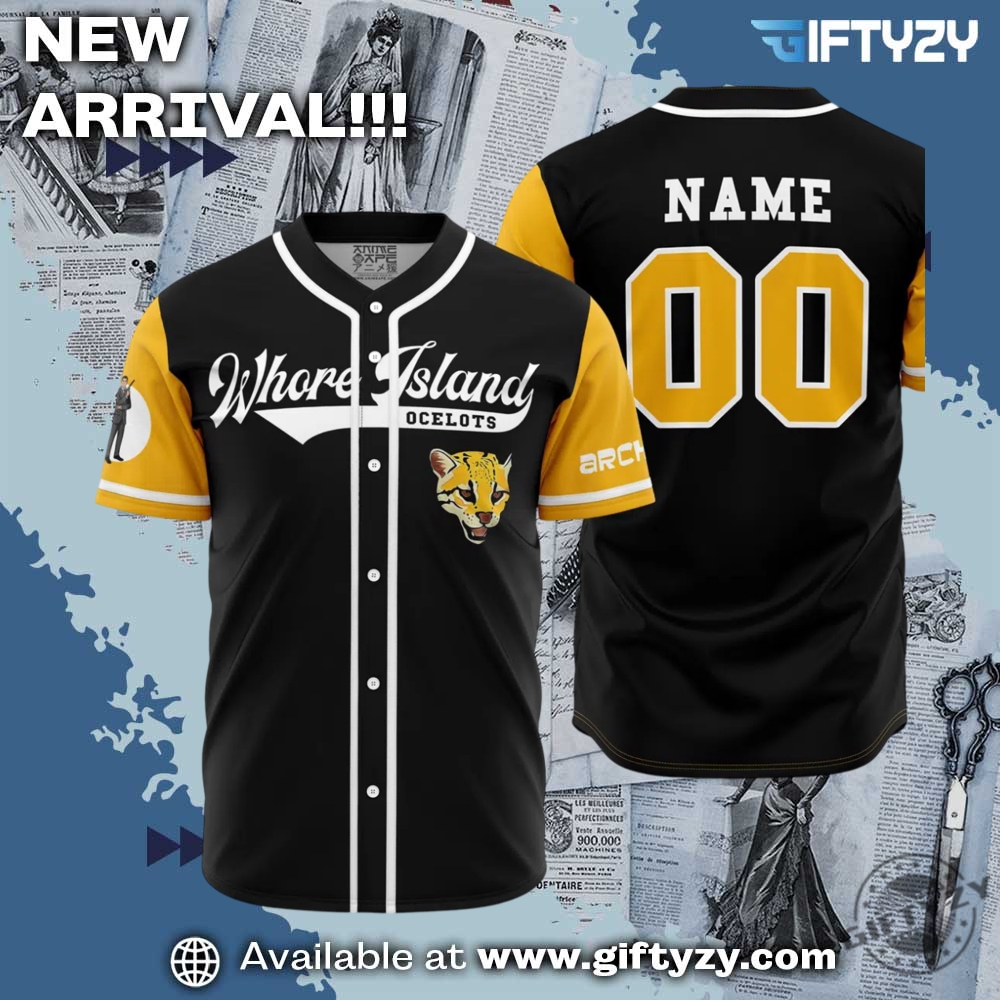 Whore Island Oceleots Archer Personalized Baseball Jersey 5 Whore Island Oceleots Archer Personalized Baseball Jersey