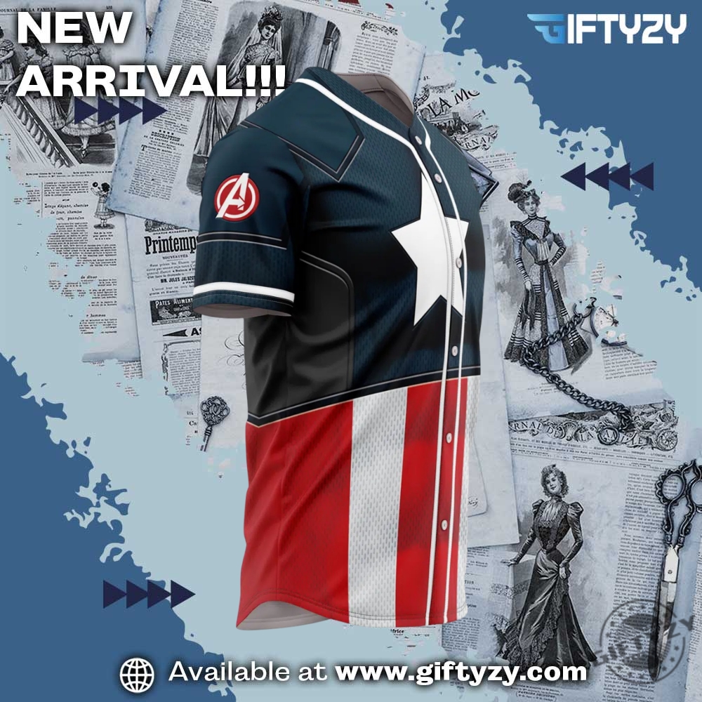 Captain America Marvel Personalized Baseball Jersey 7 captain america Marvel Personalized Baseball Jersey