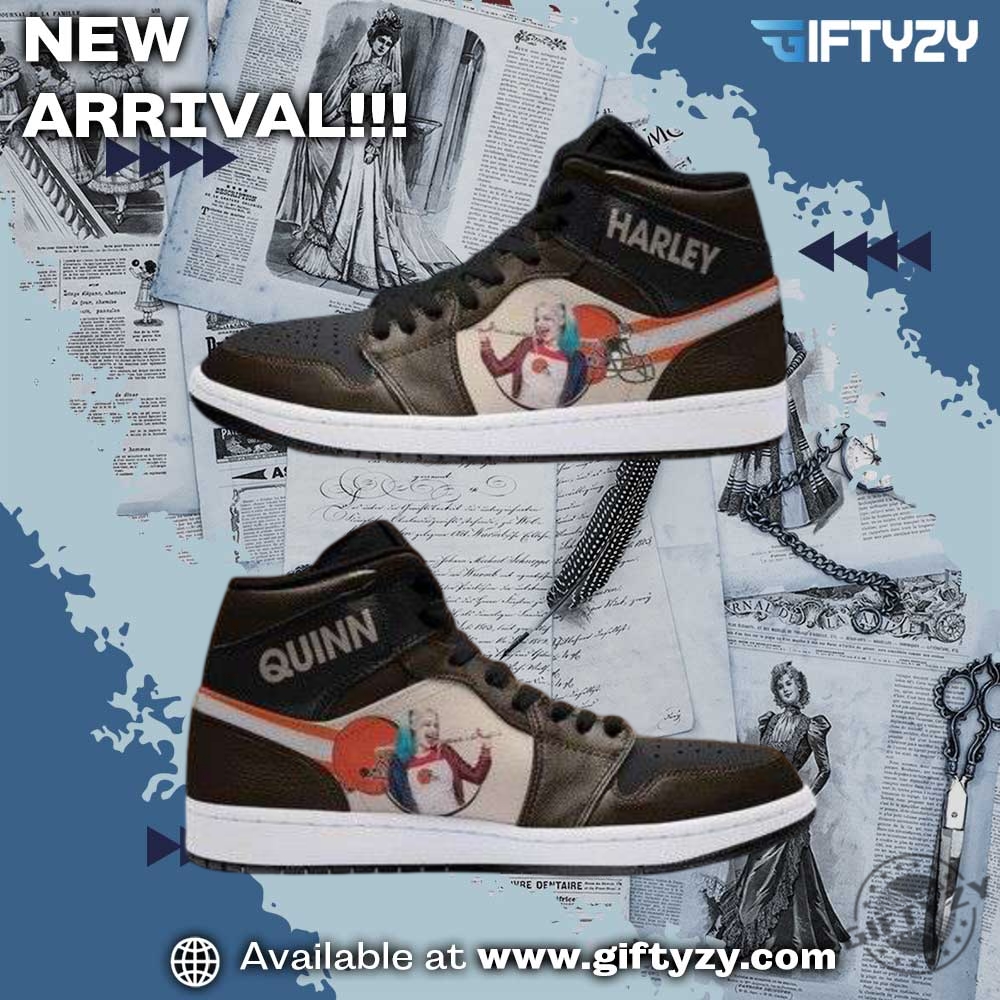 Shoes for fan NFL and NBA 3 Harley Quinn X Nfl Cleveland Browns Jd1 Boot Sneakers Shoes