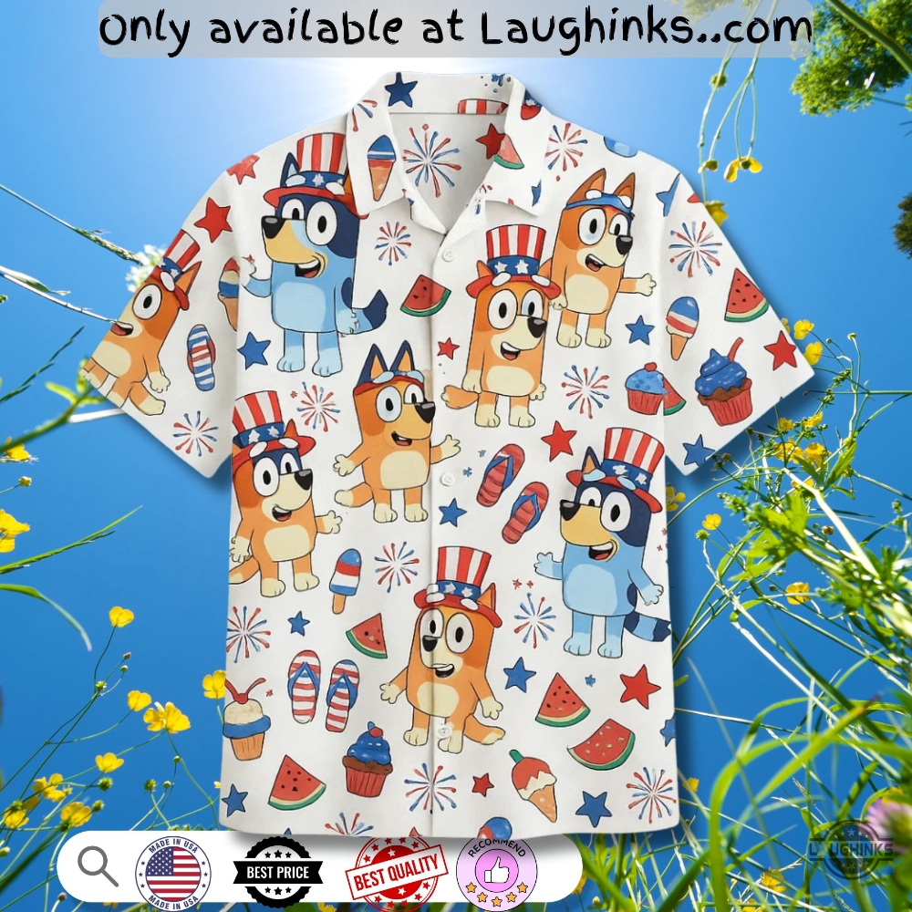 Bluey 4Th Of July 3D Hawaiian Shirt 5 Bluey 4th of July 3d Hawaiian Shirt