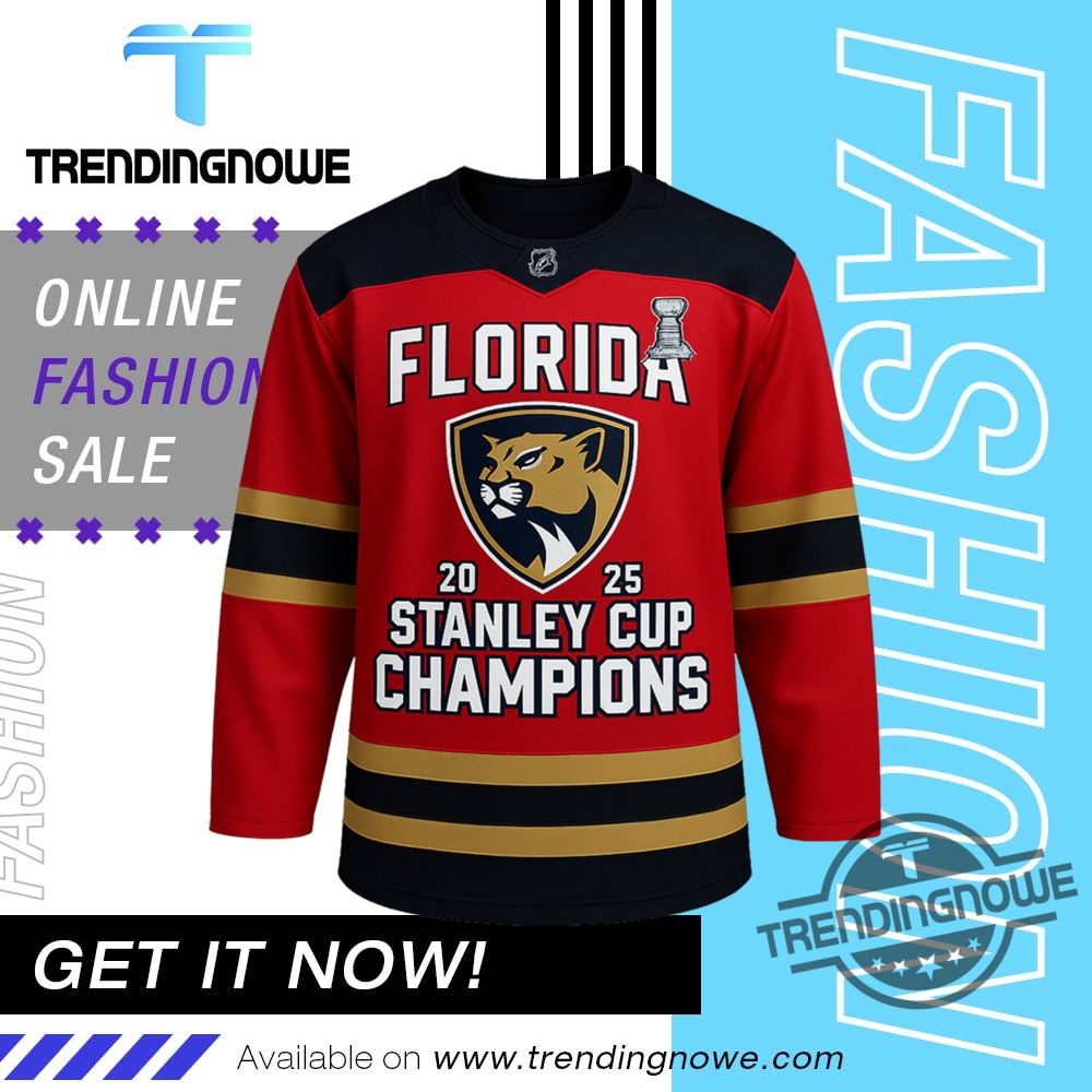 "Shop 2025 Florida Panthers Champions Jerseys & Custom Air Force 1s" 2 2025 Stanley Cup Champions Florida Panthers Hockey Jersey