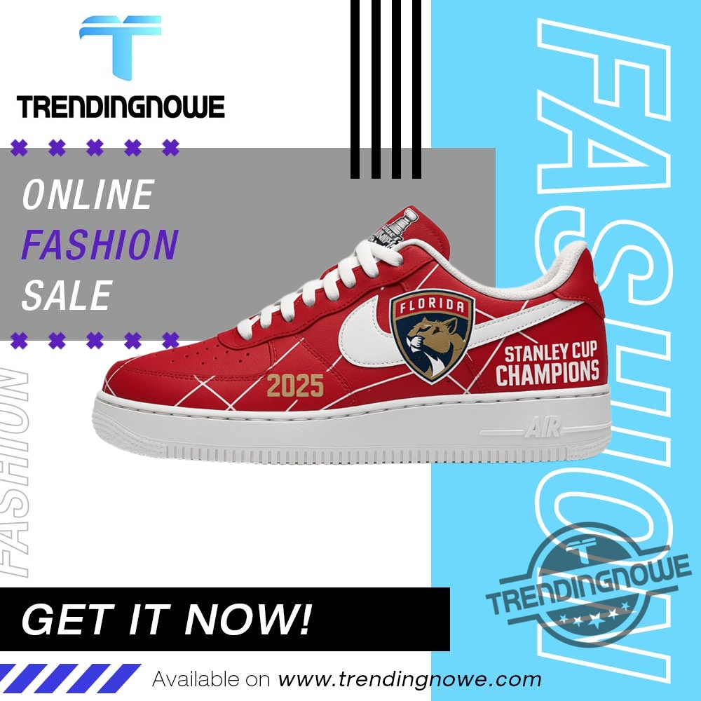 "Shop 2025 Florida Panthers Champions Jerseys & Custom Air Force 1s" 3 Florida Panthers 2025 Stanley Cup Champions Air Force 1 Sneaker