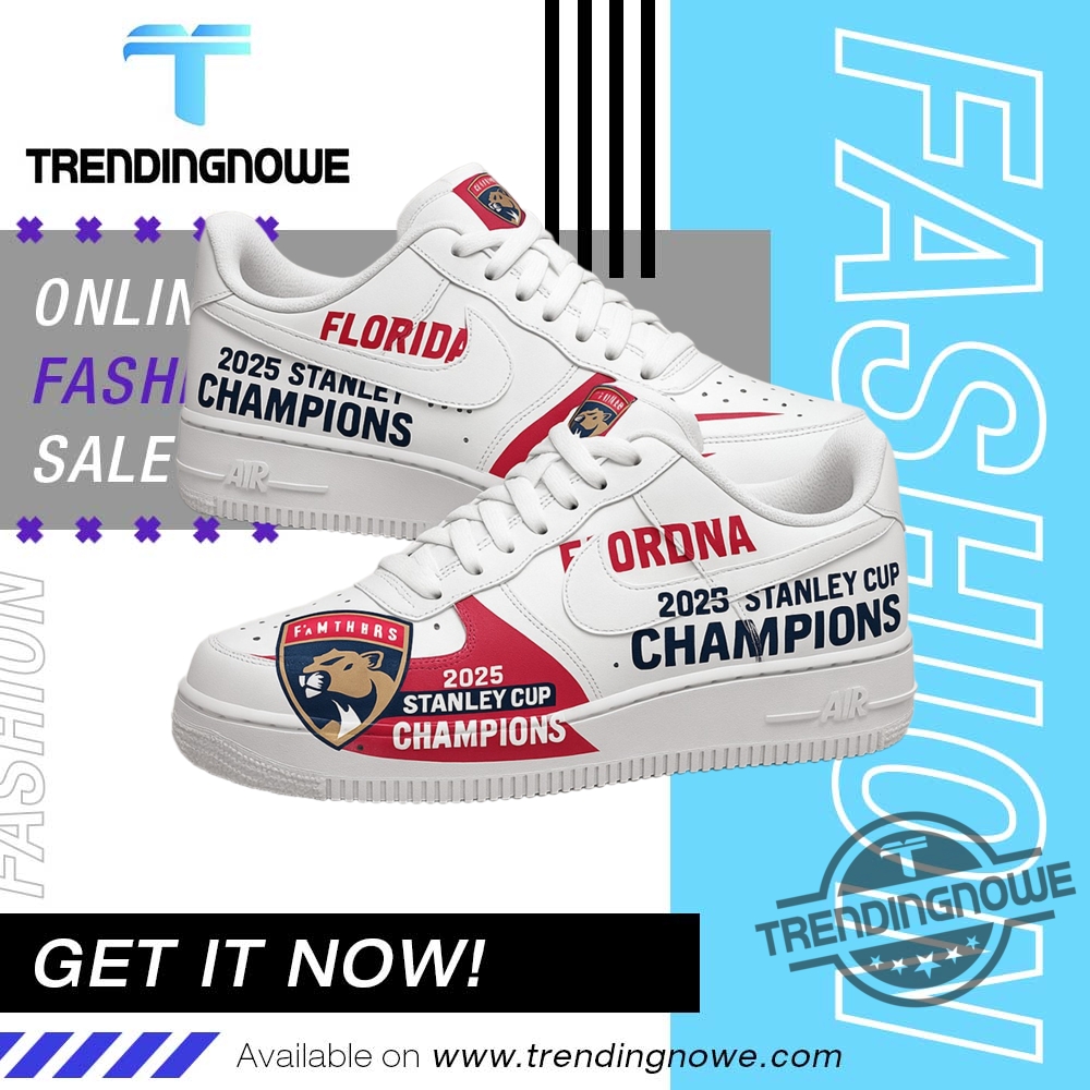"Shop 2025 Florida Panthers Champions Jerseys & Custom Air Force 1s" 4 Florida Panthers Stanley Cup Champions 2025 Air Force 1 Sneaker