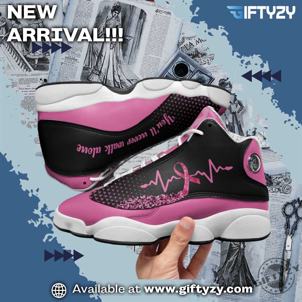 Air Jodan J13 Sneaker Shoes For Everyone 25 Breast Cancer Awareness Pink Ribbon Heartbeat Air Jordan Jd13 Unisex Shoes
