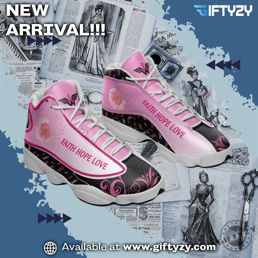 Air Jodan J13 Sneaker Shoes For Everyone 27 Breast Cancer Awareness Daisy Flower Faith Hope Love Air Jordan Jd13 Sneakers Shoes