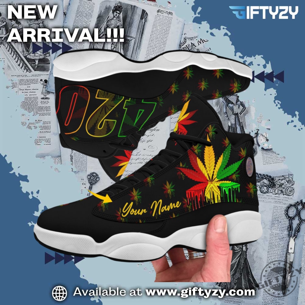 Air Jodan J13 Sneaker Shoes For Everyone 31 420 Weed Cannabis Psychedelic Marijuana Lover Personalized Jordan 13 Shoes