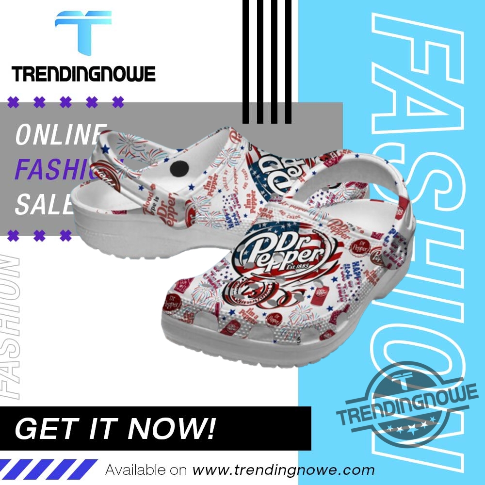 "Unique Crocs and Jerseys: Celebrate in Style with Iconic Apparel" 2 Dr Pepper American Flag 4Th Of July Crocs Shoes