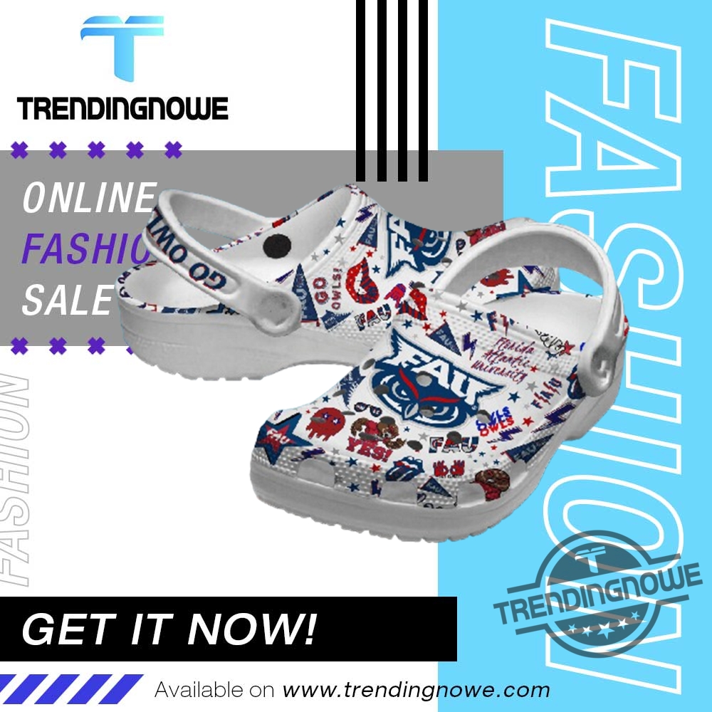 "Unique Crocs and Jerseys: Celebrate in Style with Iconic Apparel" 3 Florida Atlantic Owls Logo Crocs Shoes