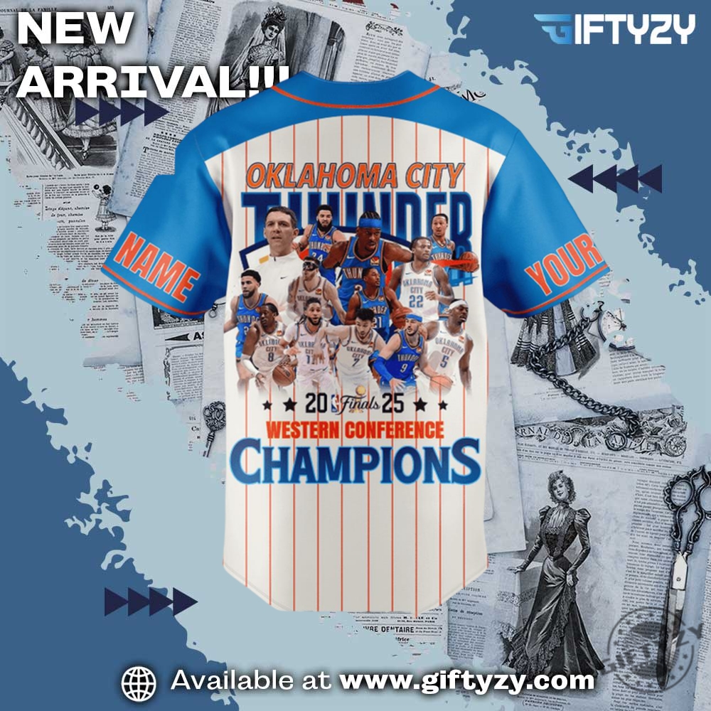 Oklahoma City Thunder 2025 Finals Eastern Conference Champions Custom Name Special Edition Baseball Jersey 5 Oklahoma City Thunder 2025 Finals Eastern Conference Champions Custom Name Special Edition Baseball Jersey