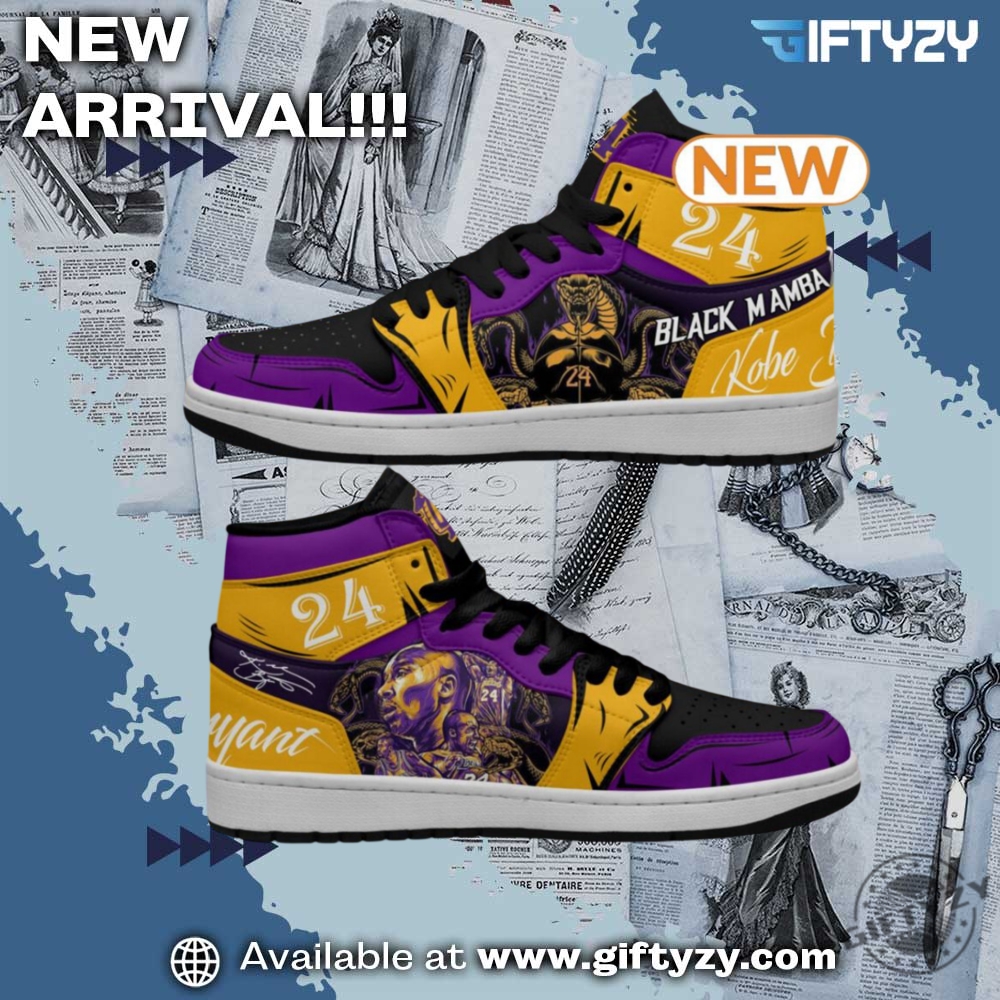 NBA Final 2025 Team Champions Shoes 7 Kobe Bryant Los Angeles Lakers Signatures Air Jordan 1 Hightop Sneakers Shoes