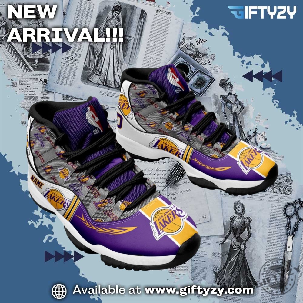 NBA Final 2025 Team Champions Shoes 18 Los Angeles Lakers Nba Playoffs Airjordan11 Custom Name And Number Shoes