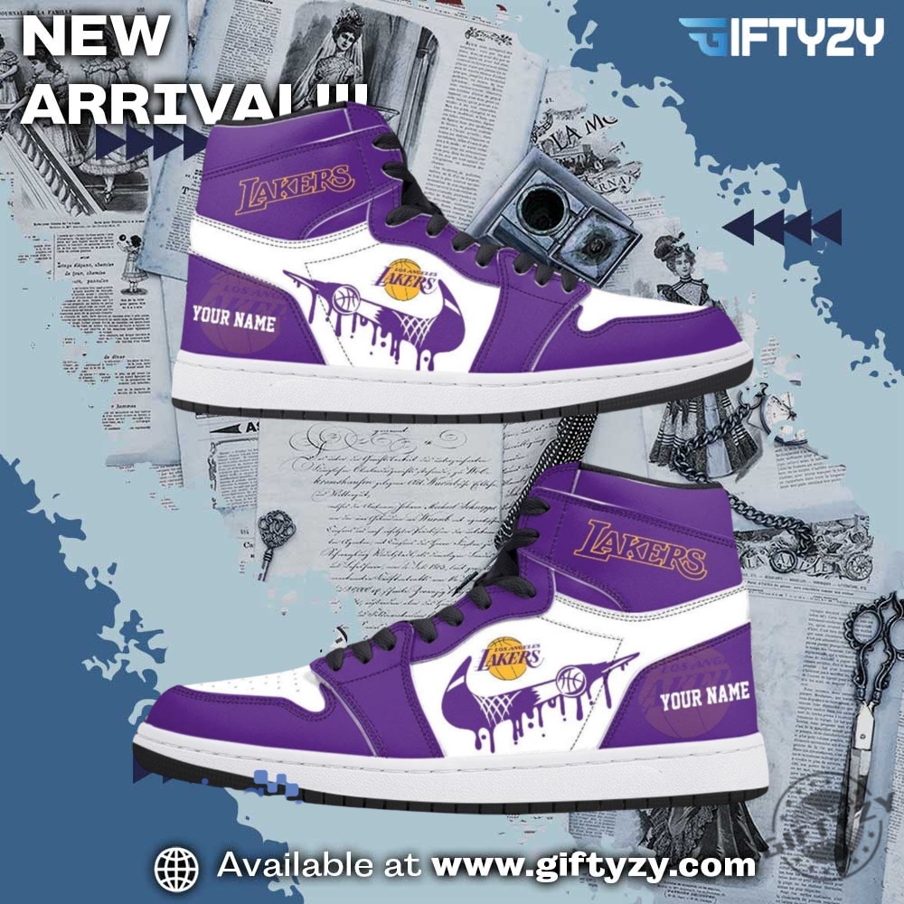 Los Angeles Lakers Nba Custom Name Air Jordan 1 Shoes Sport Hightop Sneakers 3 Los Angeles Lakers NBA Custom Name Air Jordan 1 Shoes Sport Hightop Sneakers