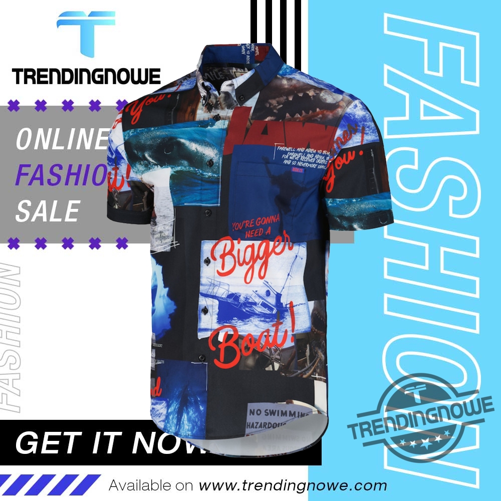 "Celebrate Jaws 50th Anniversary with Iconic Amity Island Apparel Collection" 7 Jaws Rsvlts Beach Is Closed Hawaiian Shirt